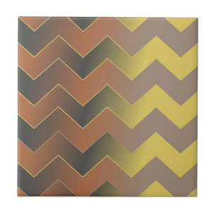 Brawn Gold Geometric Zickzack Zig Zag Muster Fliese