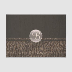 Brawn Gold Zebra Sparkle Glam Monogram Initial Seidenpapier