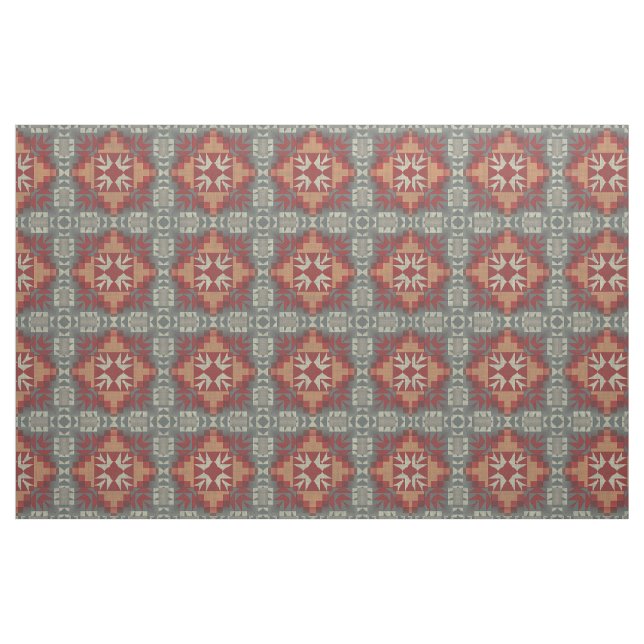 Brawn Gray Dark Red Orange Taupe Beige Ethnic Look Stoff (Fat Quarter (45,7 x 55,9 cm))