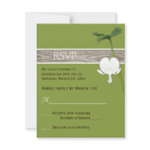 Brawn Green Ivory Bleeding Heart Wedding RSVP