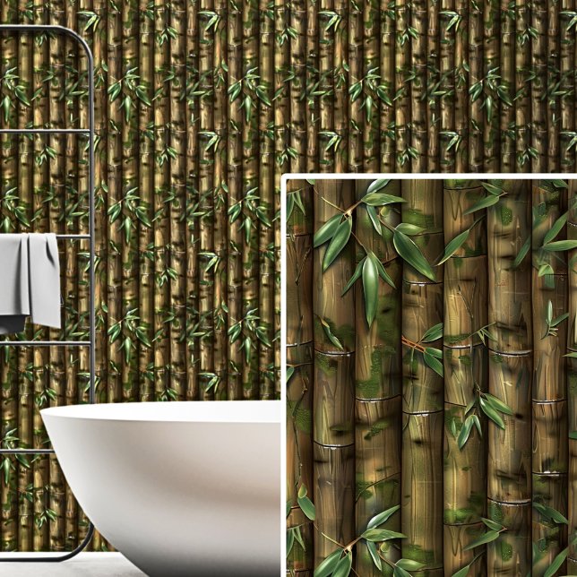 Brawn Green mit Blätter Bamboo Wall Fence Tapete (Von Creator hochgeladen)