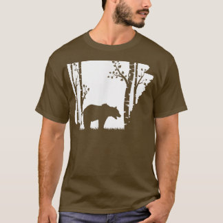 Brawn Grizzly Bear Junting - Arkansas map Hunter T-Shirt