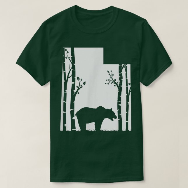 Brawn Grizzly Bear Junting - Utah Map Hunter T-Shirt (Design vorne)