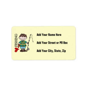 Brawn Hair Boy I Liebe Angeln Adressaufkleber