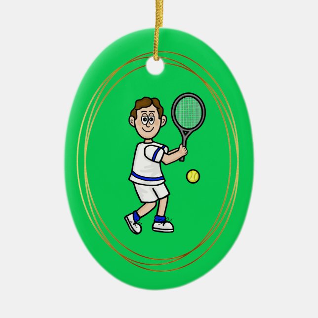 Brawn Hair Male Tennis Spieler Weihnachtsschmuck (Vorne)