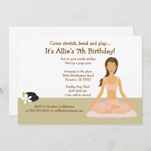 Brawn Hair Yoga Girl Geburtstagsparty 12x18 Einlad Einladung