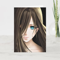 Brawn Hairs Blue Mit Augen Anime Girl