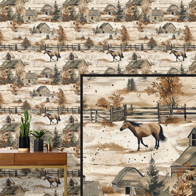Brawn Horse Autumn Ranch Tapete (Von Creator hochgeladen)