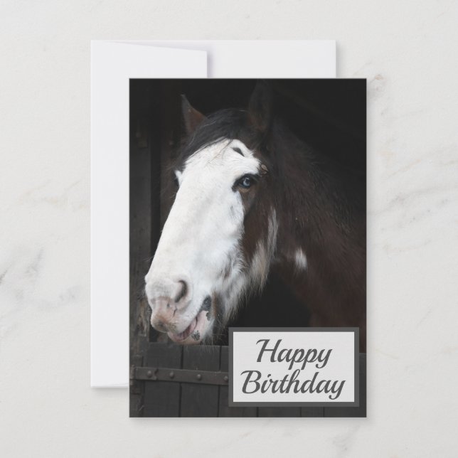 Brawn Horse on Farm Happy Birthday Card Karte (Vorderseite)