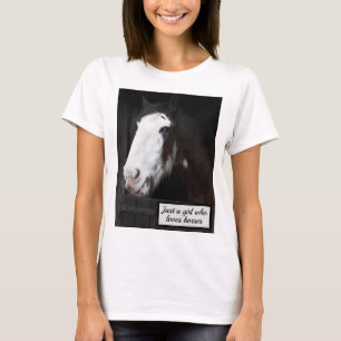 Brawn Horse on Farm Nur ein Mädchen, das Pferde Li T-Shirt