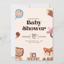 Brawn Illustrative Baby Dusche Einladung
