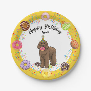 Brawn Labradoodle Hund Geburtstagspartei Papierpla Pappteller