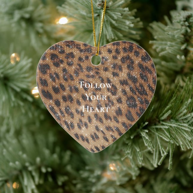 Brawn Leopard Animal Print Sparkon Keramik Ornament (Baum)