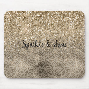 Brawn Leopard Print Gold Glitzer Funkeln Mousepad
