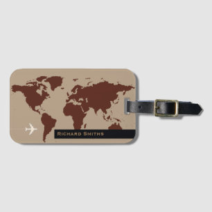 Brawn Map of World Air Travel personalisiert Gepäckanhänger