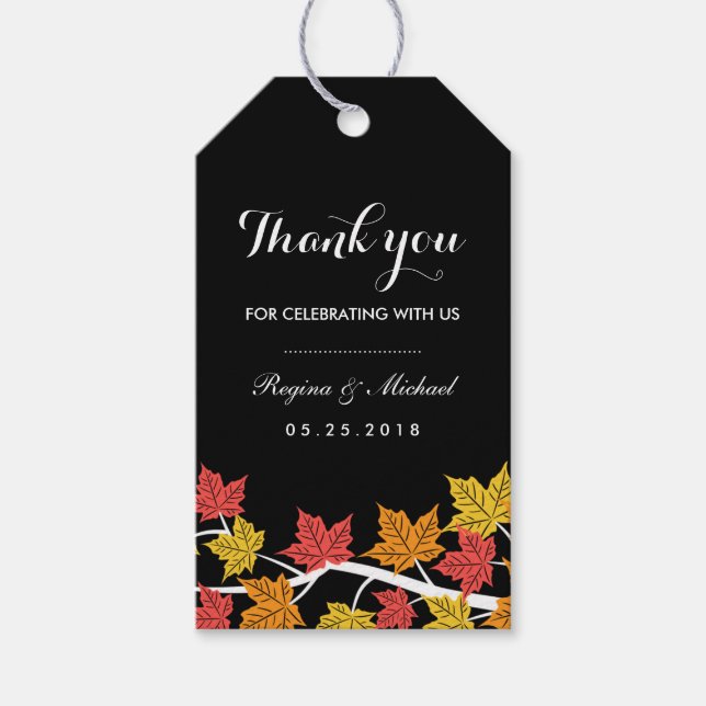 Brawn Maple Leaf Herbstblatt Hochzeitstag Geschenkanhänger (Vorderseite)