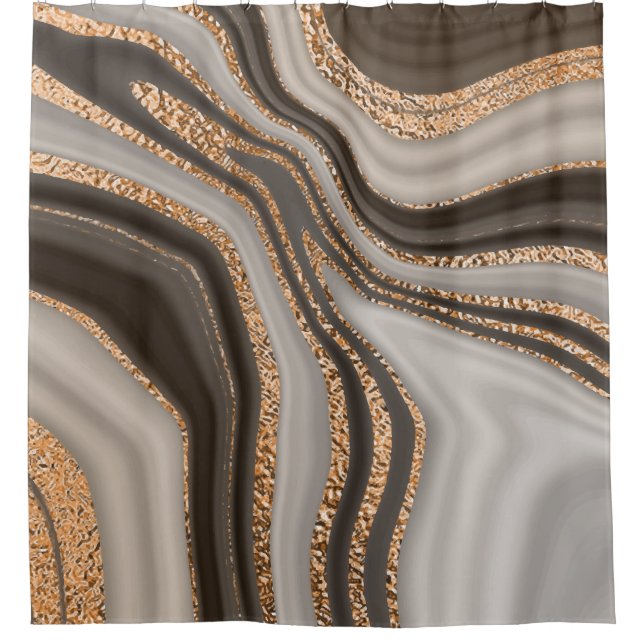 Brawn Marble Gold Vintages Design Duschvorhang (Vorderseite)