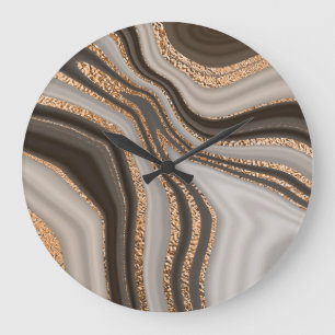 Brawn Marble Gold Vintages Design Große Wanduhr