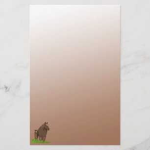 Brawn Mare and Foal Horse Stationery Briefpapier