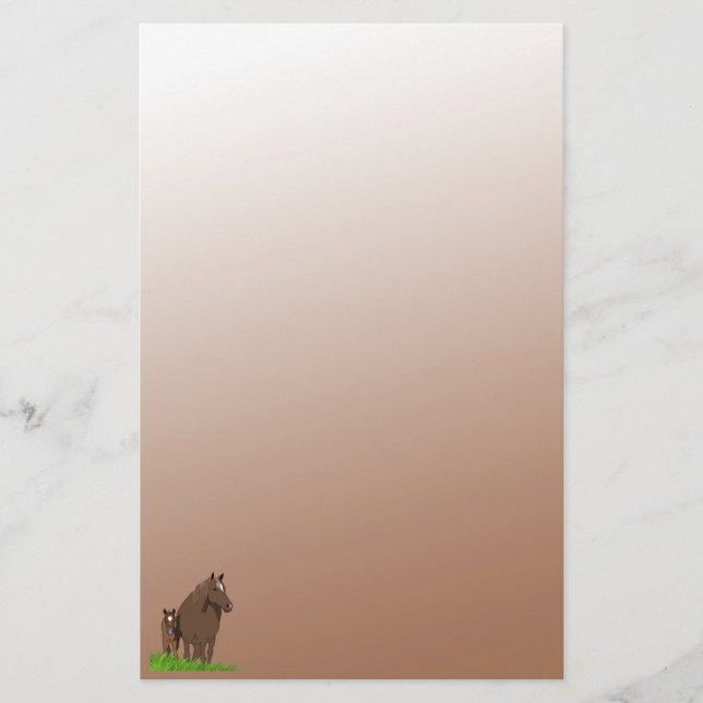 Brawn Mare and Foal Horse Stationery Briefpapier (Vorderseite)