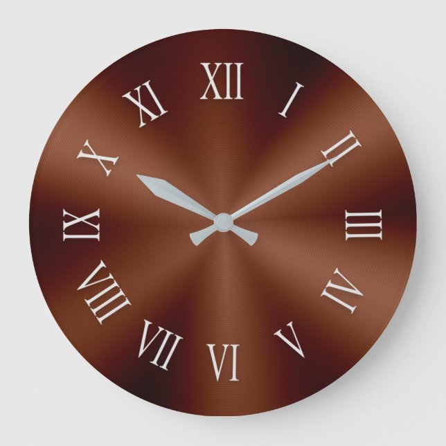 Brawn Metallic Clock mit Gemusterten römischen Zah Große Wanduhr (Vorderseite)
