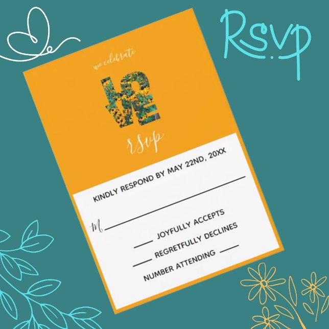 Brawn-mit Augen Susans LIEBE Orange RSVP-Karte RSVP Karte (Von Creator hochgeladen)