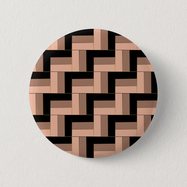 Brawn Mocha Black Geometric Rectangle Button (Vorderseite)
