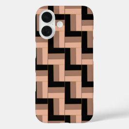 Brawn Mocha Black Geometric Rectangle iPhone 16 Hülle