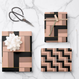 Brawn Mocha Black Geometric Rectangle Geschenkpapier Set