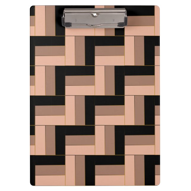Brawn Mocha Black Geometric Rectangle Klemmbrett (Vorderseite)