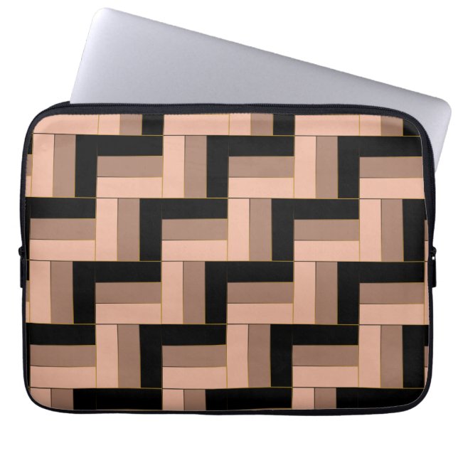 Brawn Mocha Black Geometric Rectangle Laptopschutzhülle (Vorderseite)
