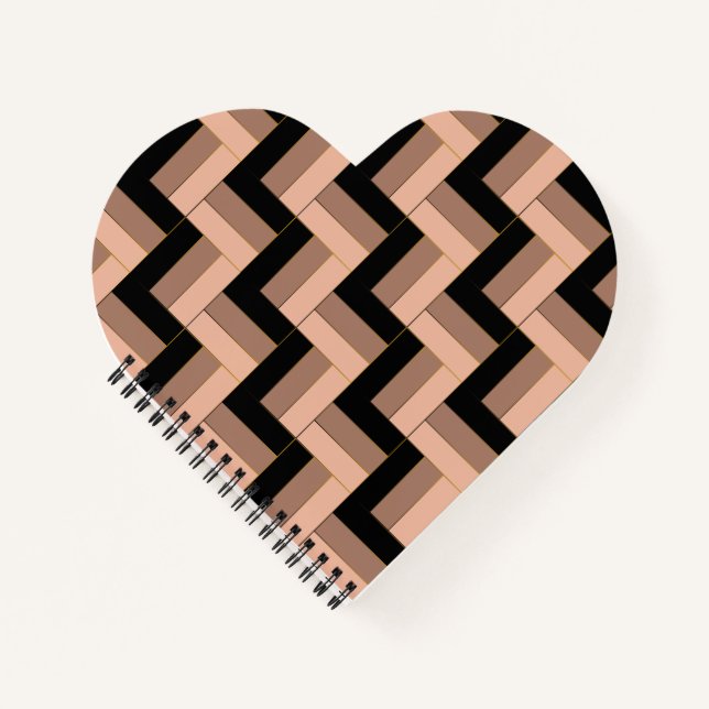 Brawn Mocha Black Geometric Rectangle Notizbuch (Vorderseite)