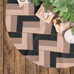 Brawn Mocha Black Geometric Rectangle Polyester Weihnachtsbaumdecke