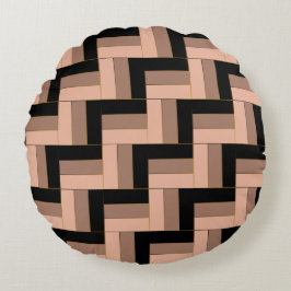 Brawn Mocha Black Geometric Rectangle Rundes Kissen