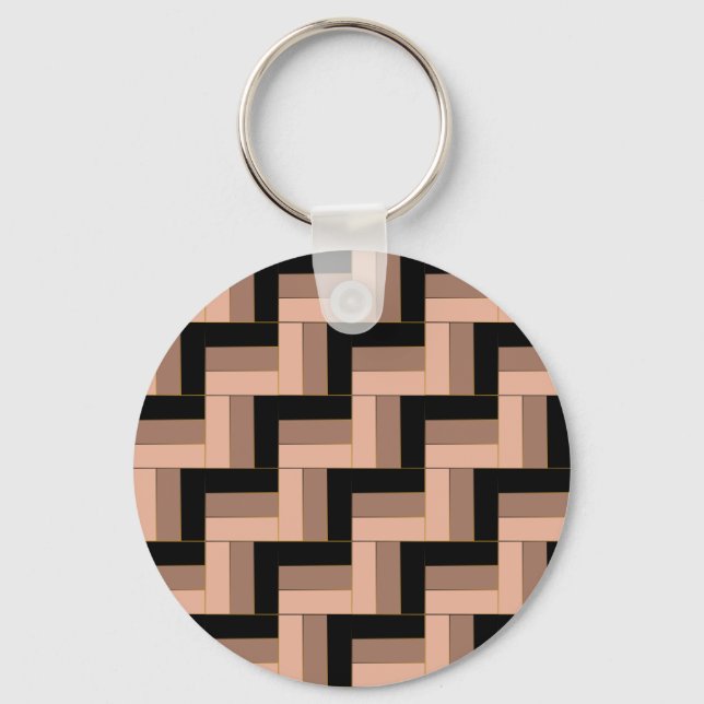 Brawn Mocha Black Geometric Rectangle Schlüsselanhänger (Vorderseite)