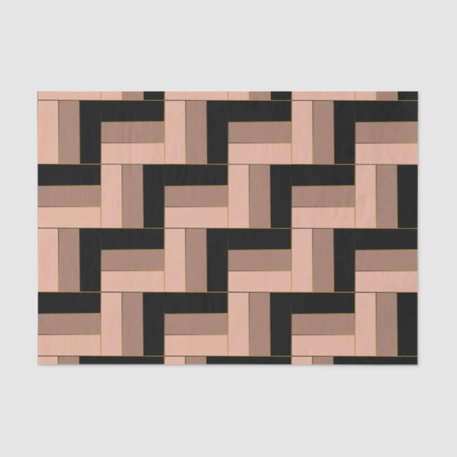 Brawn Mocha Black Geometric Rectangle Seidenpapier (Vorderseite)