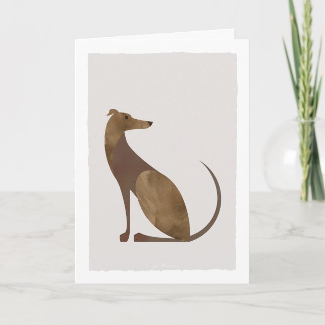 Brawn Modern Greyhound Illustration Blank Inside Dankeskarte (Vorderseite)