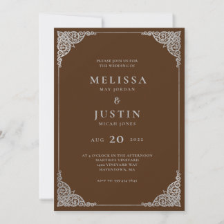 Brawn Modern Simplistic Wedding Einladung