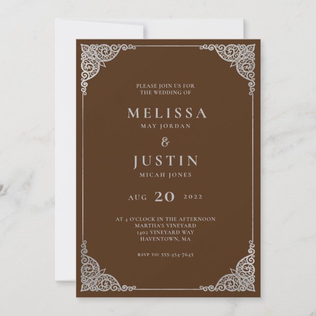 Brawn Modern Simplistic Wedding Einladung (Vorderseite)