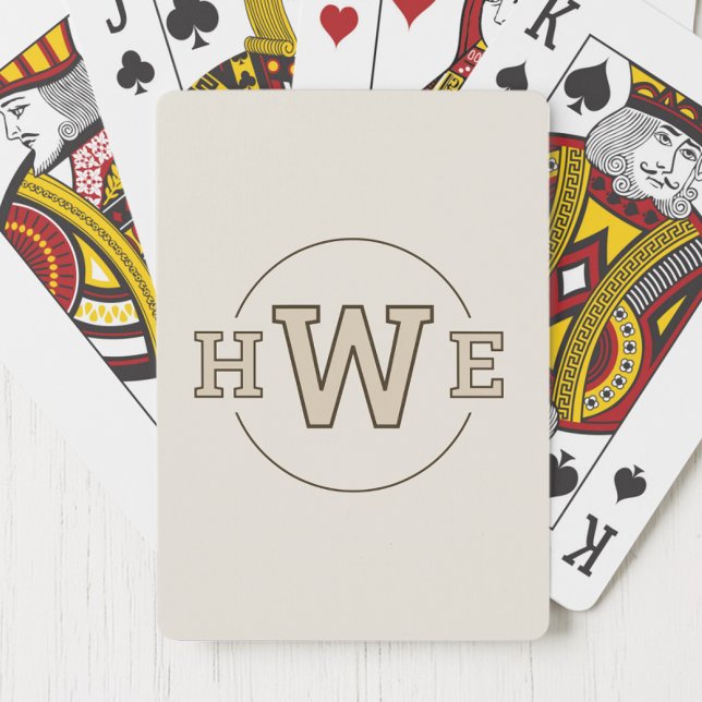 Brawn Monogram Simple Initials Modernes Cooles Ret Spielkarten (Brown Monogram Simple Initials Modern Cool Retro Poker Cards)