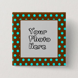 Brawn n Aqua Polka Dots Foto Rahmen Button