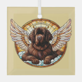 Brawn Newfundland Dog Angel Glass Ornament