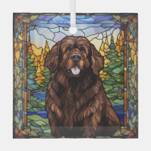Brawn Newfundland Dog Glass Ornament