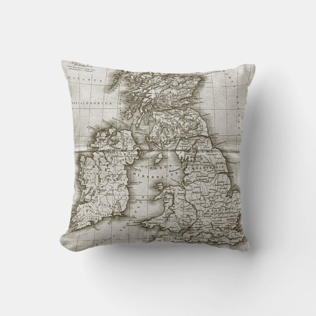 Brawn Old World Antique Map Pillow Kissen (Vorderseite)