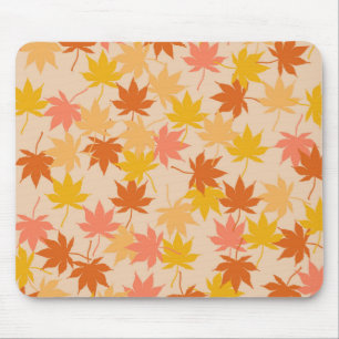 Brawn Orange Autumn Floral Blätter Y2K Muster Mousepad