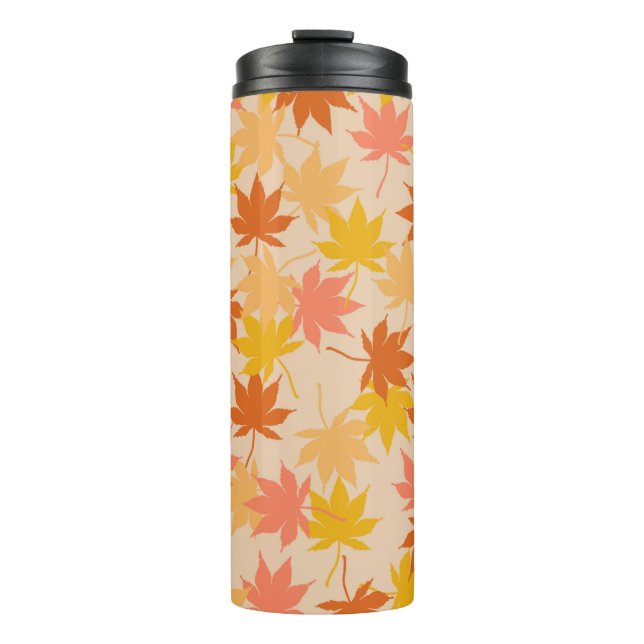Brawn Orange Autumn Floral Blätter Y2K Muster Thermosbecher (Vorderseite)