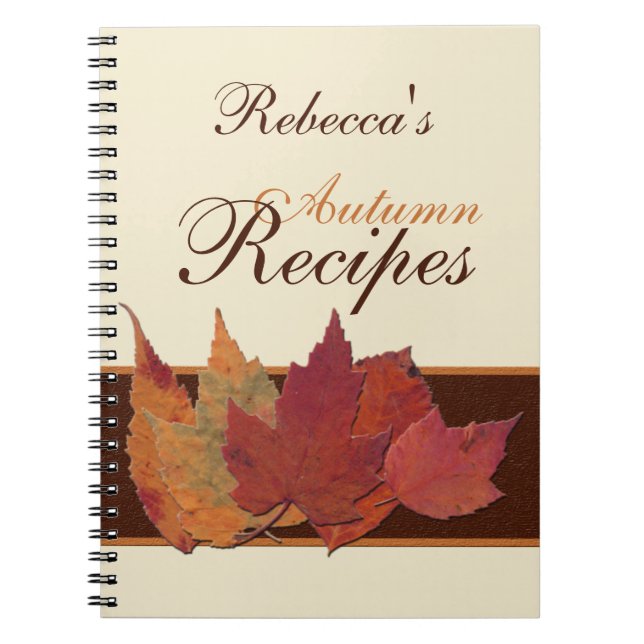 Brawn Orange Ivory Dried Blätter Rezept Notebook Notizblock (Vorderseite)