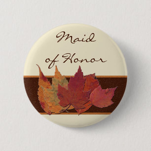 Brawn Orange Ivory Dried Blätter Wedding Party But Button