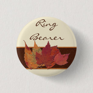 Brawn Orange Ivory Dried Blätter Wedding Party But Button