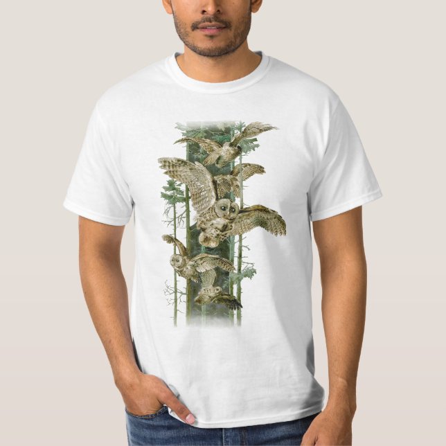 Brawn Owls im Flug T-Shirt (Vorderseite)